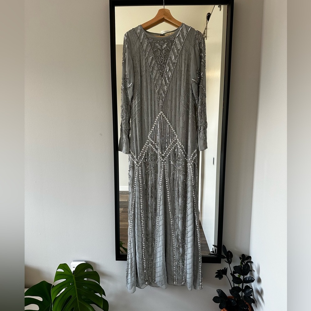 frock and frill size 12 hijab friendly modest silver sequin maxi